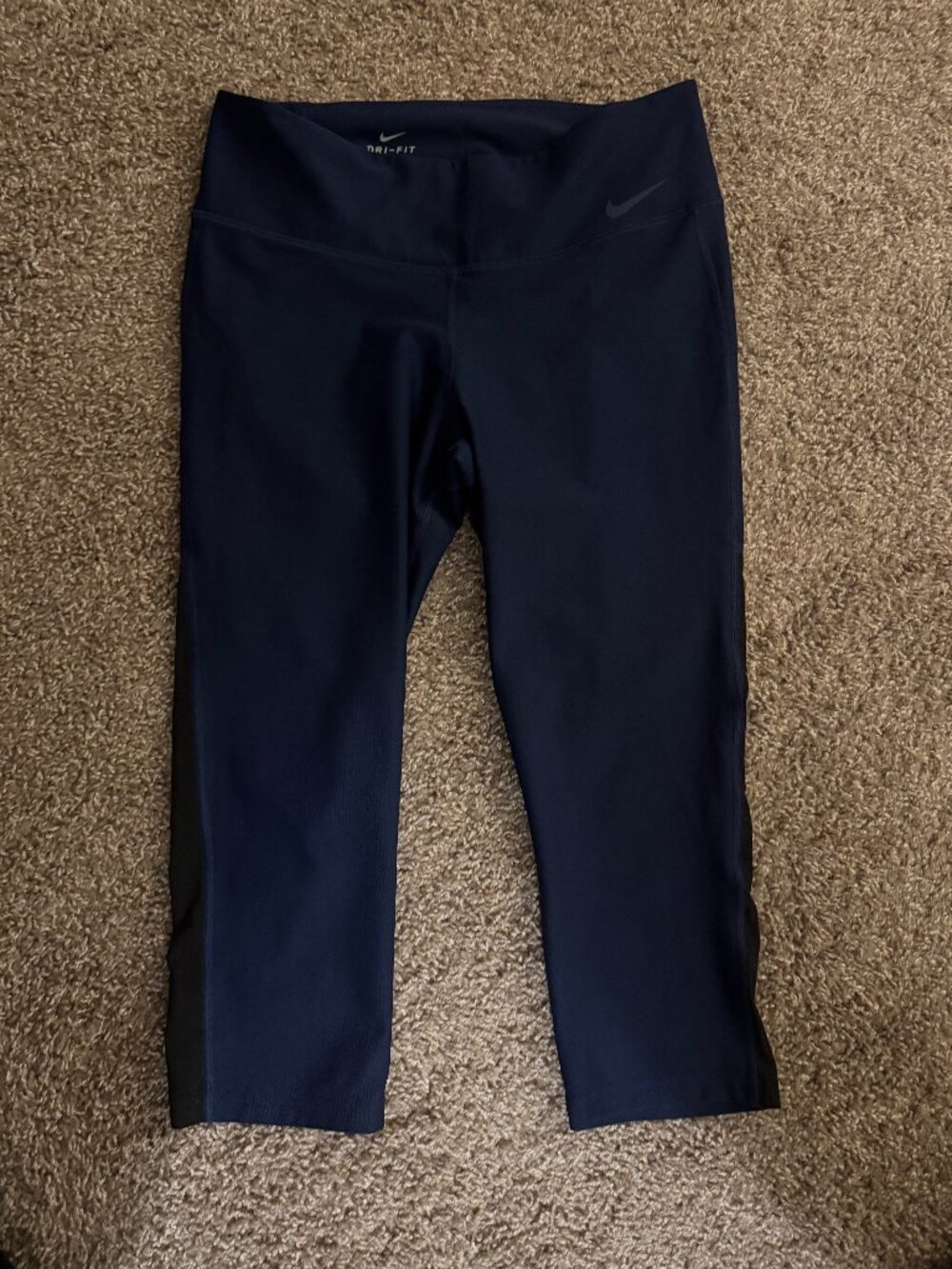 Nike Navy Blue Dri-Fit Cropped Dri-FIT Athletic Pants